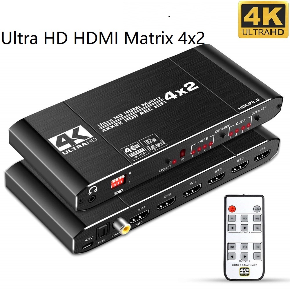 Hdmi Matrix Switch - HDMI-совместимый 2,0 матричный переключатель сплиттер 4x2