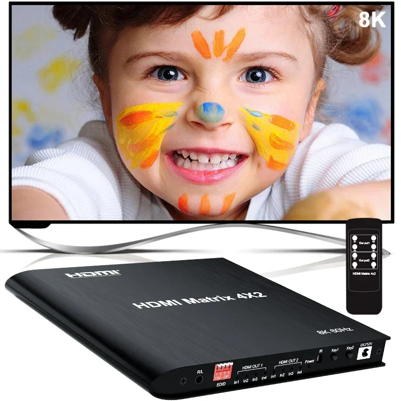 Hdmi Matrix Switch - Матричный видеораспределитель 8K 4x2 HDMI2.1, 4K,