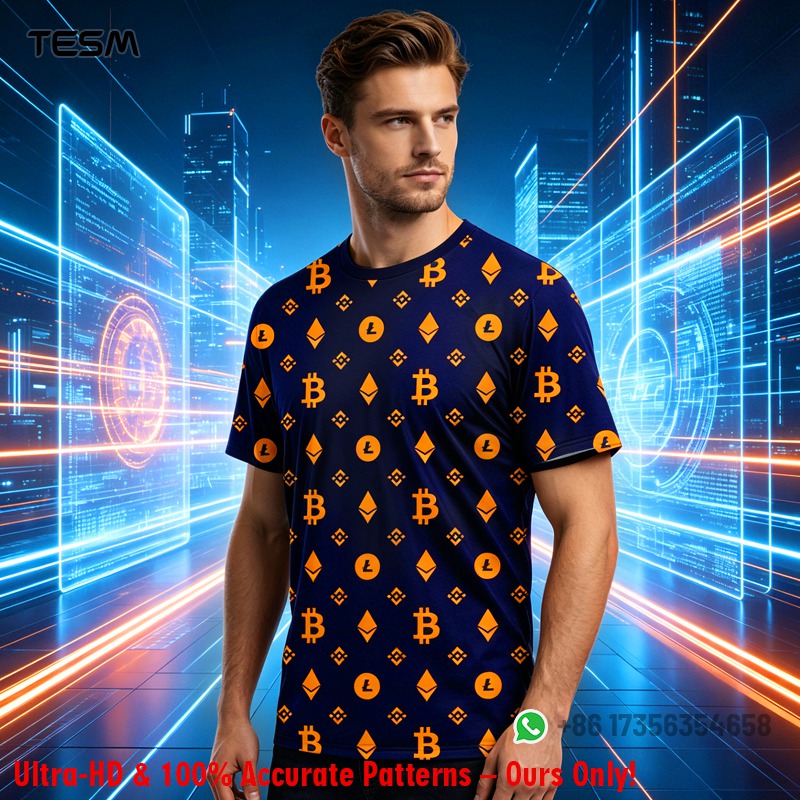 Office Tech Wear - Мужская футболка с крипто-принтом (Биткойн, Эфириум,