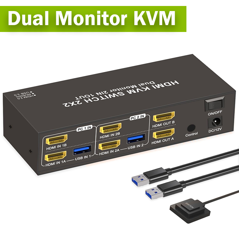 Hdmi Matrix Switch - 2x2 двойной монитор HDMI KVM-переключатель 2