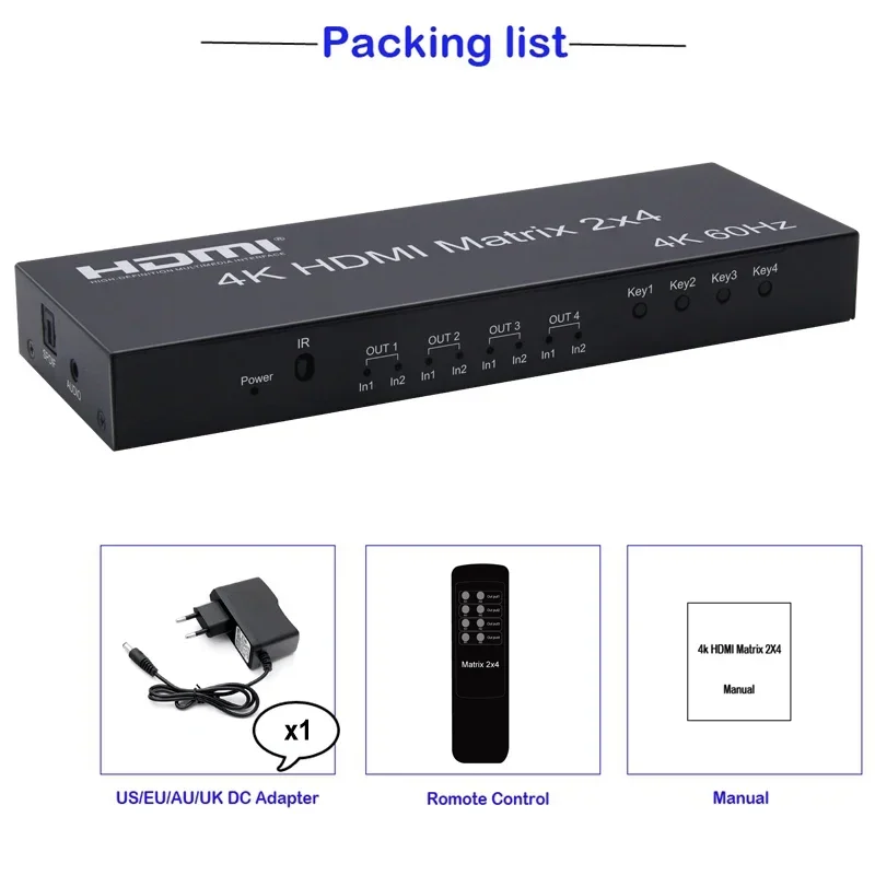Матрица HDMI 4K, 60 Гц, 2x4, 2 – обзор и цена Hdmi Matrix Switch
